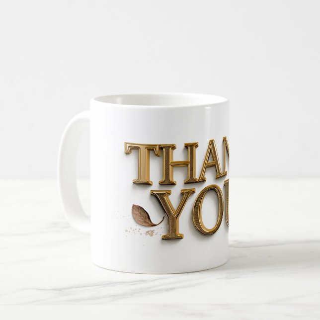 DANKE, goldfarbener Text, Kaffeetasse (Vorderseite Links)