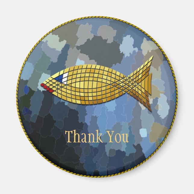 "Danke" Goldfisch-Fliesen-Design Magnet (Vorne)