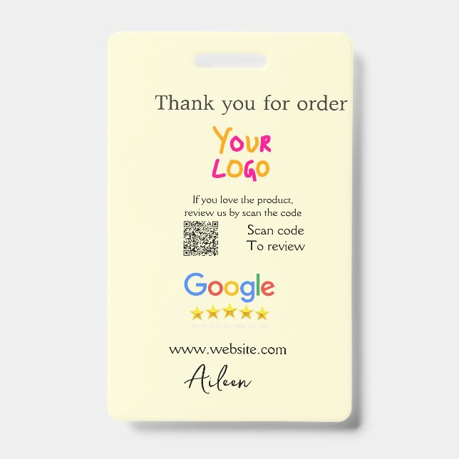 Danke Google Bewertungs-Scan-QR Geschäft Ausweis (Vorderseite)