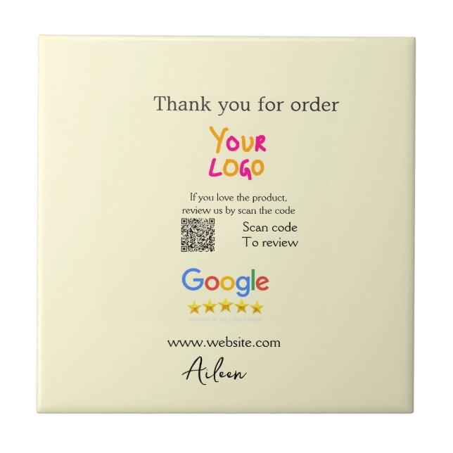 Danke Google Bewertungs-Scan-QR Geschäft Fliese (Vorderseite)