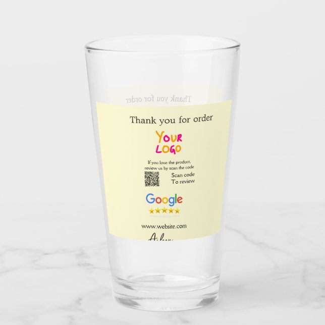 Danke Google Bewertungs-Scan-QR Geschäft Glas (Vorderseite)