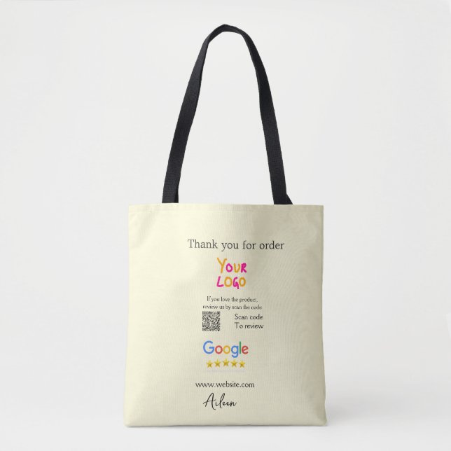 Danke Google Bewertungs-Scan-QR Geschäft Tasche (Vorderseite)