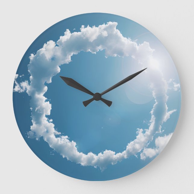 Danke, Gott Wolken Fotografie Blauer Himmel  Große Wanduhr (Vorderseite)
