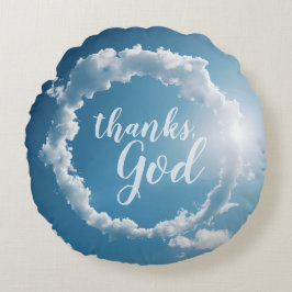 Danke, Gott Wolken Fotografie Blauer Himmel  Rundes Kissen