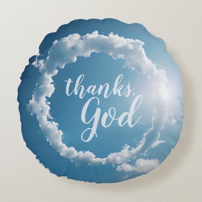 Danke, Gott Wolken Fotografie Blauer Himmel  Rundes Kissen (Vorderseite)