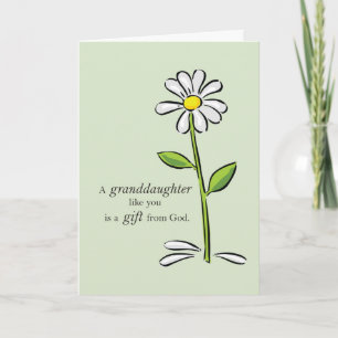 Danke, Grandtochter, Religious Green Daisy Flo Dankeskarte