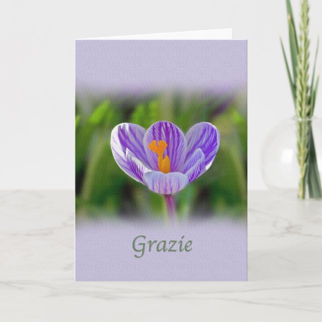 Danke, Grazie, der Italiener, mit Blumen Dankeskarte (Vorderseite)