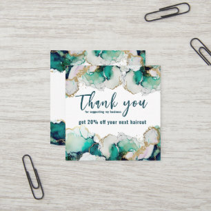 Danke Green Abstrakt Elegante Business Quadratische Visitenkarte
