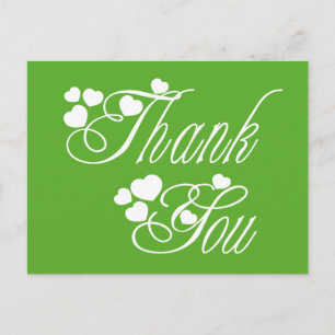 Danke Green And White Love Hearts - Hochzeit Postkarte