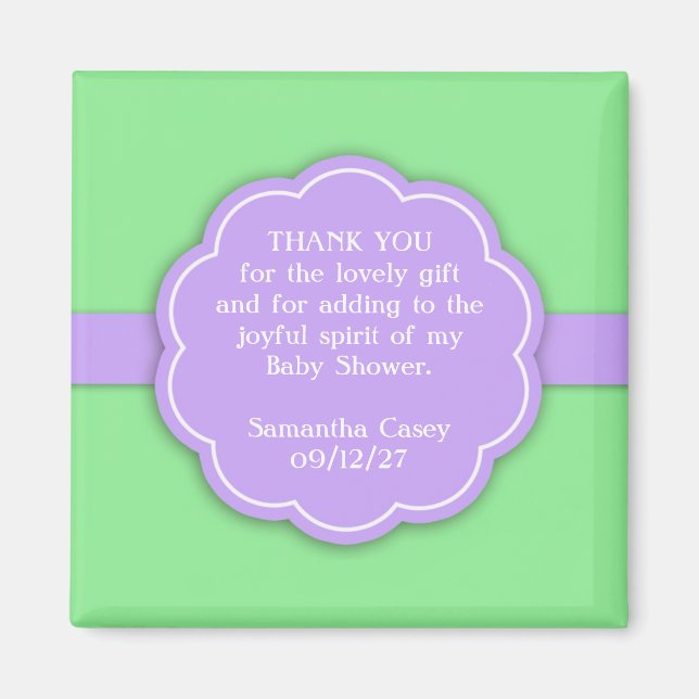 Danke Green Baby Shower Favor Magnet (Vorne)