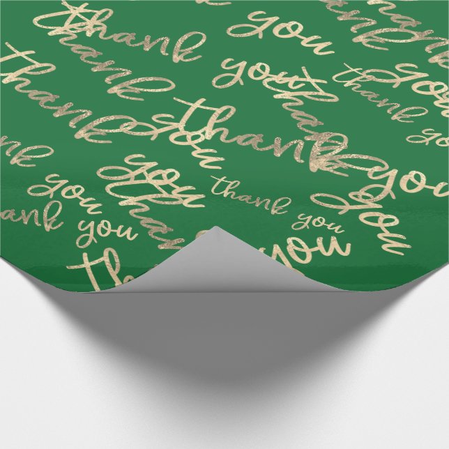 Danke Green Gold Wedding Birthday Favor Shop Geschenkpapier (Ecke)