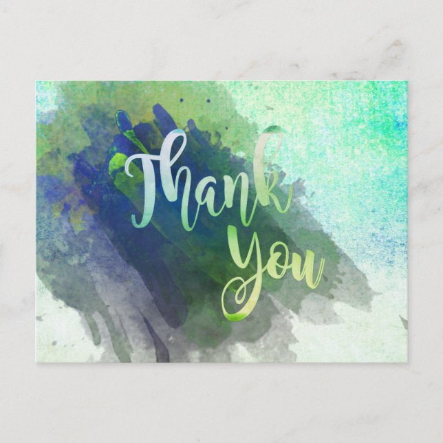 Danke, Green Limon Watercolor Glitzer Postkarte (Vorderseite)