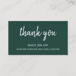 Danke Green | Moderne Minimalistische Handschrift Rabattkarte