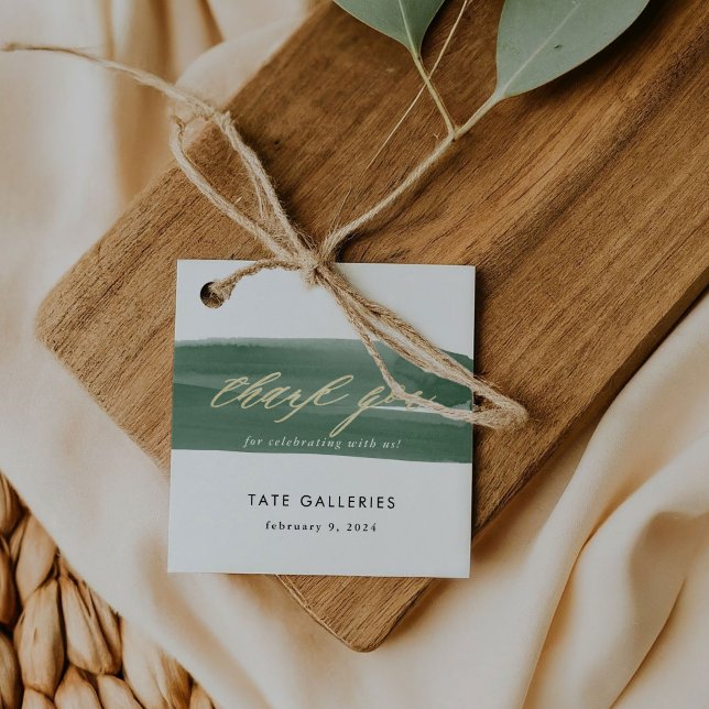 Danke Green Ribbon Geschenkanhänger (Thank You Green Watercolor Ribbon Chic Favor Tags)