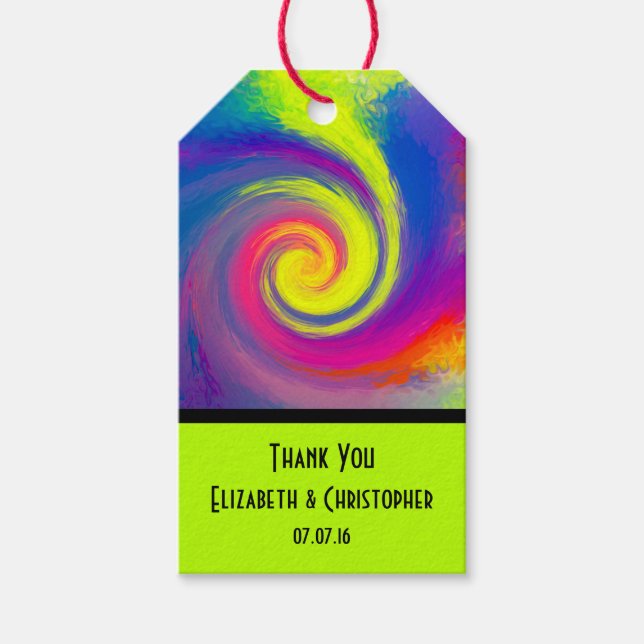 Danke Groovy Abstrakt Spiral Swirl Geschenkanhänger (Vorderseite)