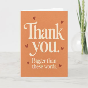 Danke größer als Worte Fettgedruckte Typografie Karte