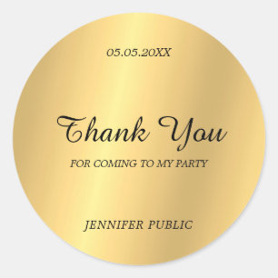 Danke Handgeschriebene Schrift Text Glam Gold Chic Runder Aufkleber