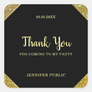 Danke Handgeschriebener Text Gold Glitter Vorlage Quadratischer Aufkleber