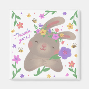 Danke: Hase mit Blumen Magnet