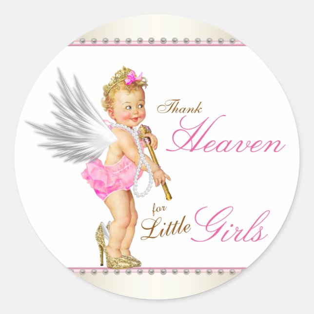 Danke Heaven für die kleine Mädchendusche Runder Aufkleber (Vorderseite)