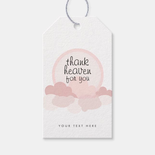 Danke Heaven für Sie | Rosa und neutrale Wolken Geschenkanhänger (Vorderseite)