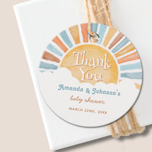 Danke, hier kommt der Sohn Junge Baby Shower Geschenkanhänger
