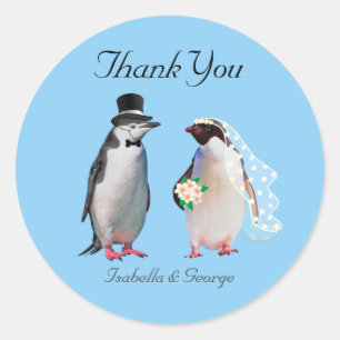 Danke Hochzeit & Pinguin Paar Klassisch Rund S Runder Aufkleber