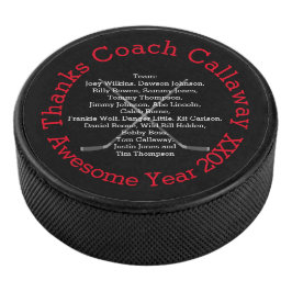 Danke Hockey Coach mit Team Names Hockey Puck