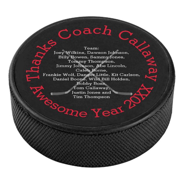 Danke Hockey Coach mit Team Names Hockey Puck (3/4)