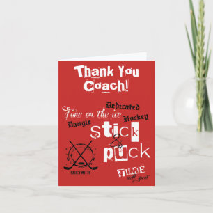 Danke Hockey Coach Stick und Puck Time on Red