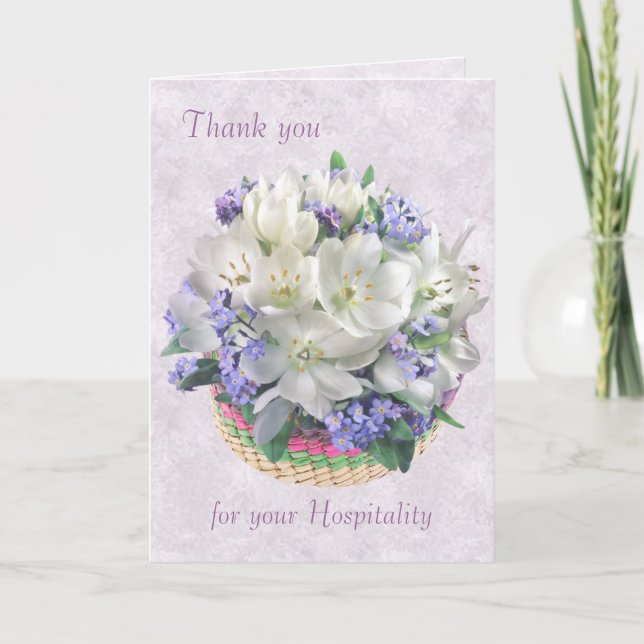 Danke.Hospitality Card. Crocuses, vergiss-me-not Dankeskarte (Vorderseite)