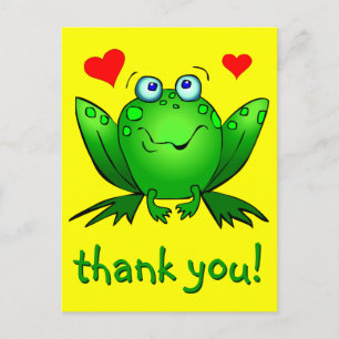 Danke Hübischer Grüner Frosch Herzen Gelb Postkarte