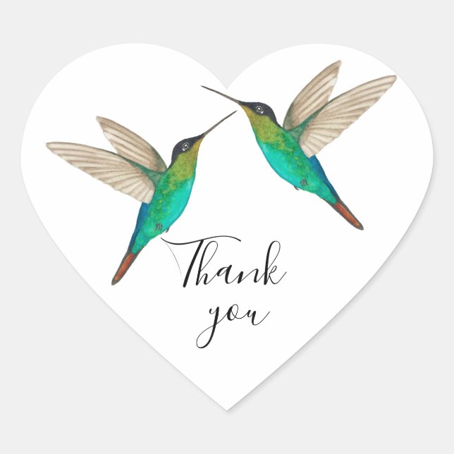 Danke, Hummingbird Herz-Aufkleber (Vorderseite)