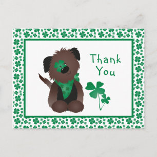 Danke Hund Shamrock Grün Postkarte