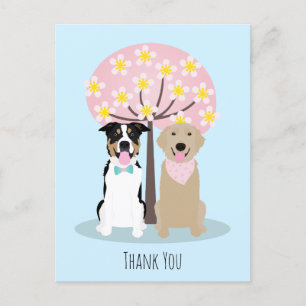 Danke Hunde unter dem Kirschblütenbaum Postkarte