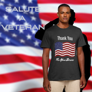 Danke Ihnen Amerikanische Flagge Veteranen Schwarz T-Shirt