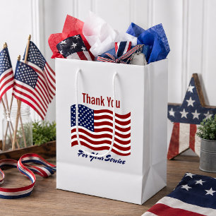 Danke Ihnen Amerikanische Flagge Veteranen Weiß Mittlere Geschenktüte