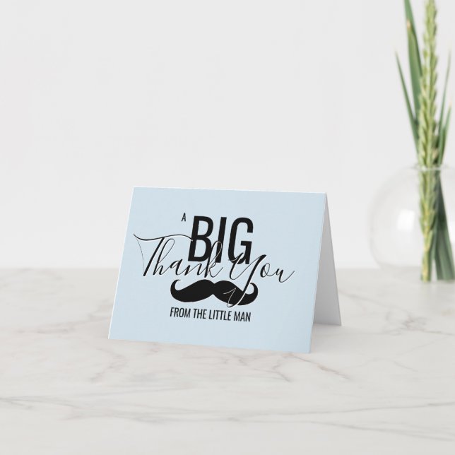 DANKE IHNEN Kleine Mann Baby Dusche Blue Mustache (Vorderseite)