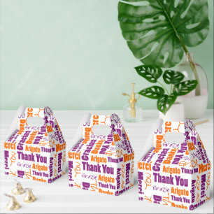 Danke Ihnen Mehrsprachige Wortcollage Lila Orange Geschenkschachtel