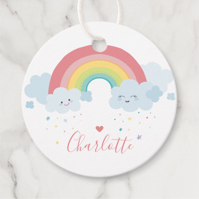 DANKE IHNEN Regenbogenbriefe hübsche Pastellfarben Geschenkanhänger (Vorderseite)