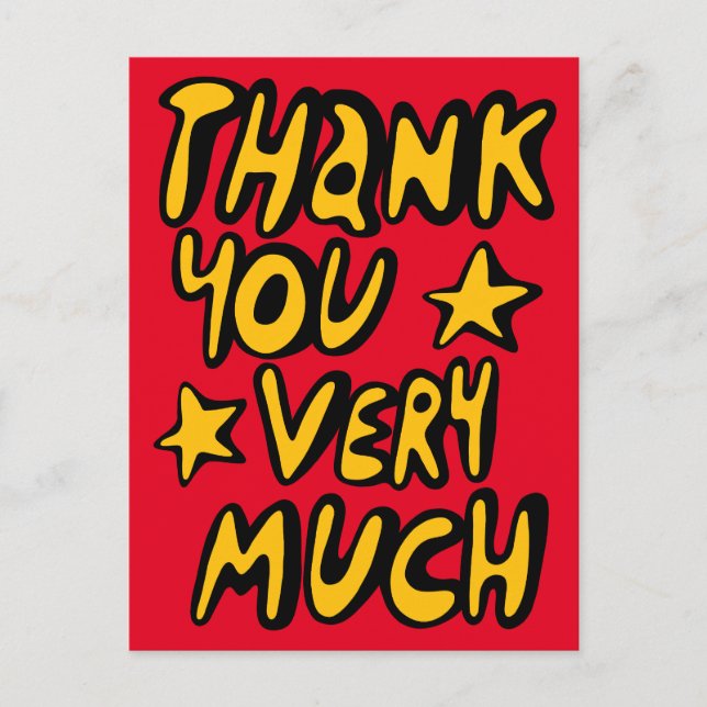 DANKE IHNEN SEHR VIEL Bubble Letters Yellow Red Postkarte (Vorderseite)