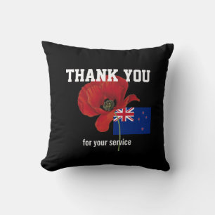 DANKE IHNEN Veteranen Servicemen Poppy NEW ZEALAND Kissen