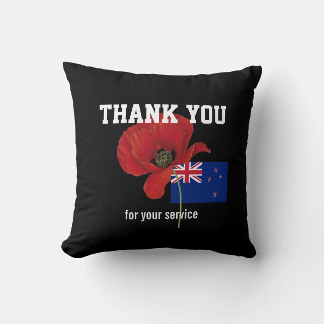 DANKE IHNEN Veteranen Servicemen Poppy NEW ZEALAND Kissen (Vorderseite)