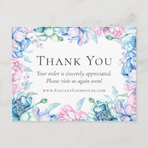 Danke Ihnen Wasserfarben Blumen & Rustikales Holz  Postkarte