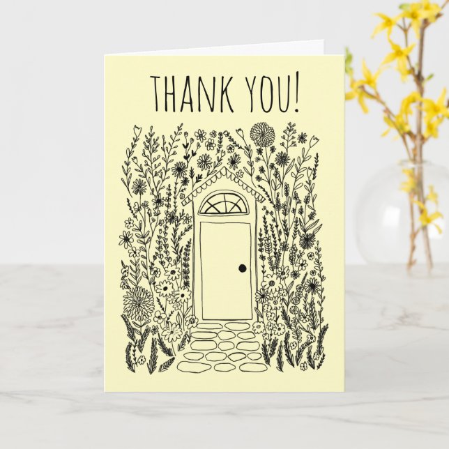 DANKE IHNEN Zuhause Sweet Zuhause Garden Door Cust Karte (Gelbe Blume)