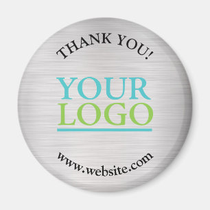 Danke, Ihr Logo, Name Website, Gebürstetes Silber Magnet