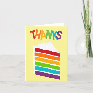 Danke in Form eines Regenbogen-Tortenstücks