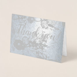 "Danke!" in Silver Floral Wedding Folienkarte