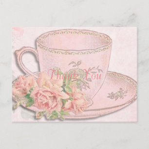 Danke in Vintage-Teetasse Postkarte