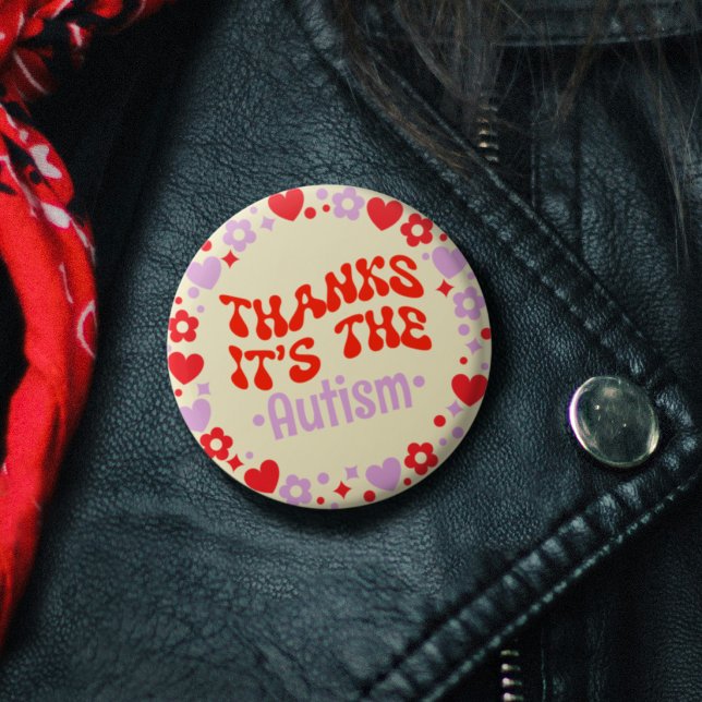 Danke ist der Autismus Gelbe Groovy 70er Button (Thanks It's The Autism Yellow Groovy 70s Button)